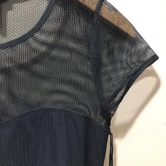 {bebe sport} NWT Black Mesh Sweatheart Top - Picture 5 of 10